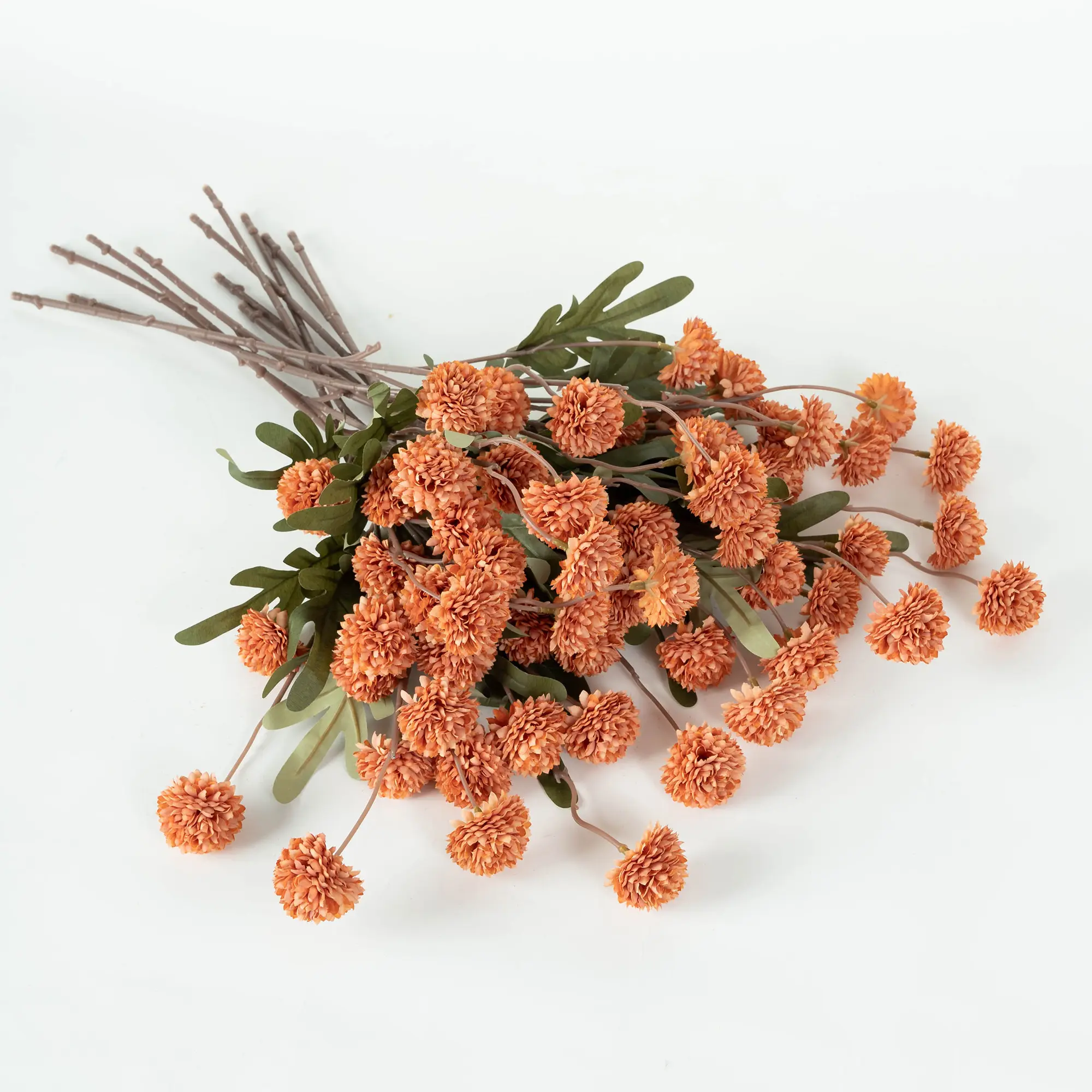 12Pcs Summer and Autumn Orange Harvest Festival Red Artificial Pom-Pom Flowers Snowball - Graduation Gifts Dandelion Bulk Faux Silk Blooms for DIY Bouquets, Wedding Centerpieces & Home Office Teacher Appreciation Gifts