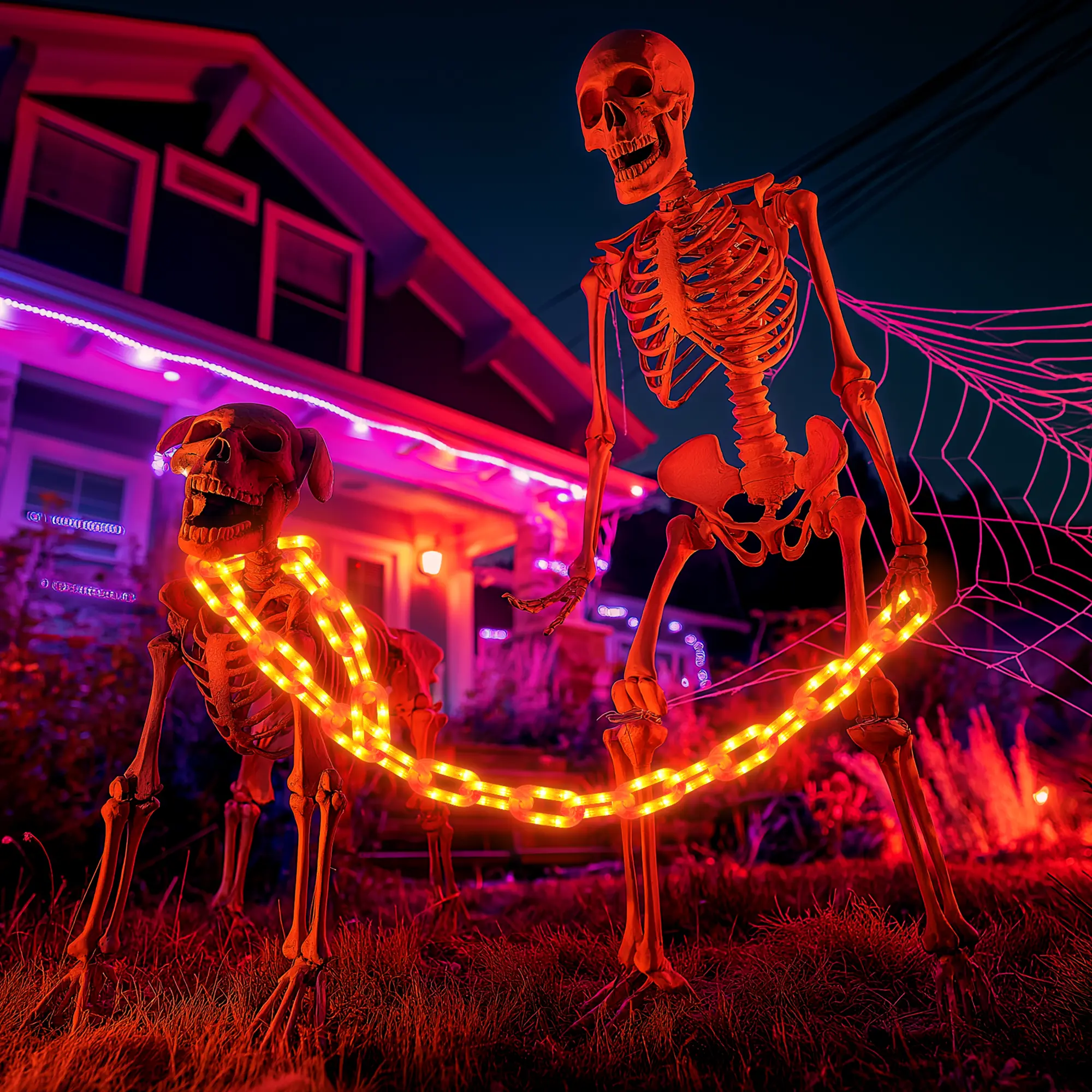 Halloween Solar String Lights Outdoor, 10 Ft 160 LED Waterproof Plastic Chain Mesh Lights with 8 Modes, Creepy Hanging Decor for Halloween Party, Bush, Fence, Yard, US Patent, Outdoor Decoration Light, Waterproof Tree Light