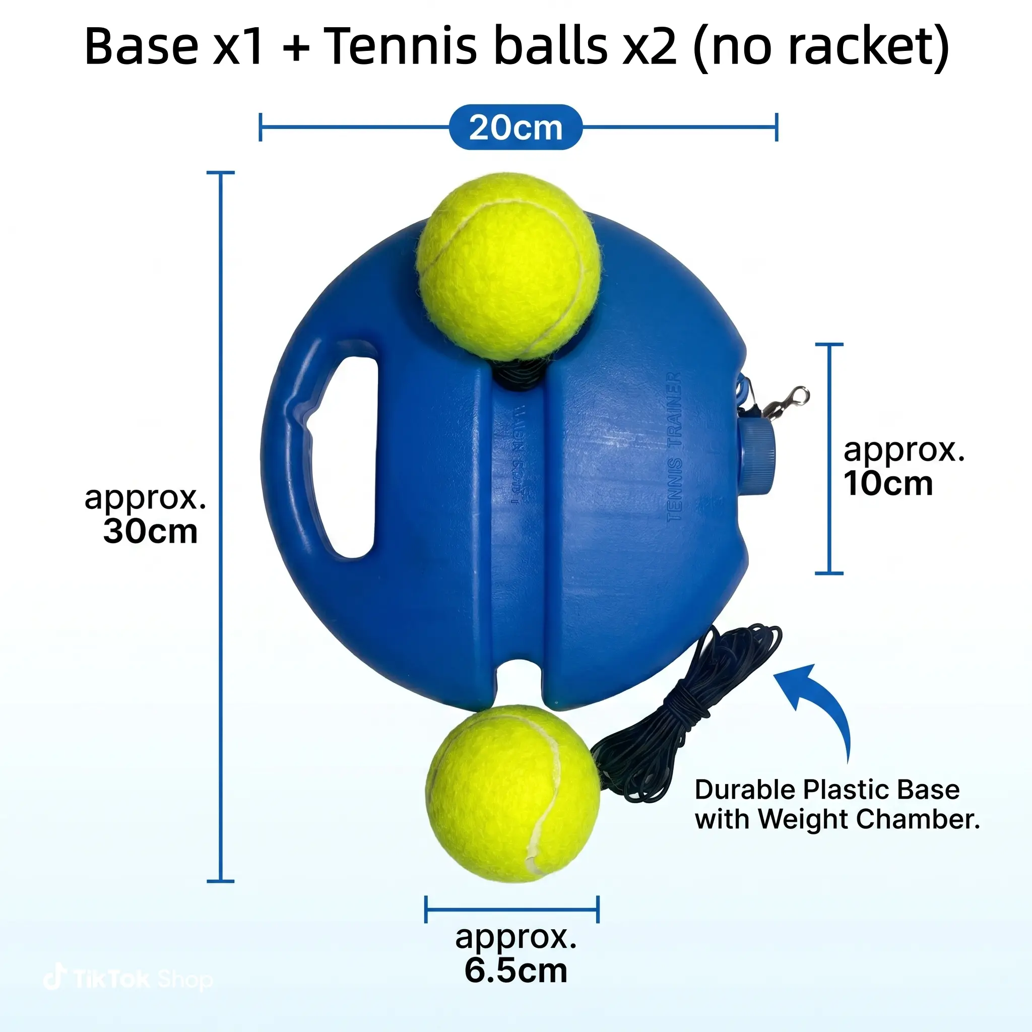 Portable Solo Tennis Trainer Set with Weighted Base Elastic Rebound String 2 Practice Balls Home Backyard Outdoor Sports Training Gear