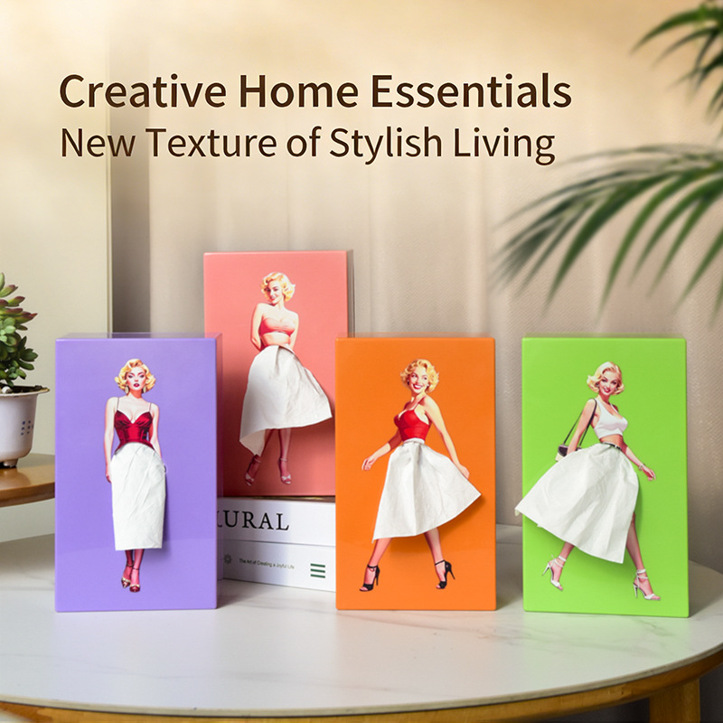 Versatile Skirt Tissue Box, Creative, High Aesthetic Value, Living Room Table Decoration, Flying Skirt Girl Tissue Box