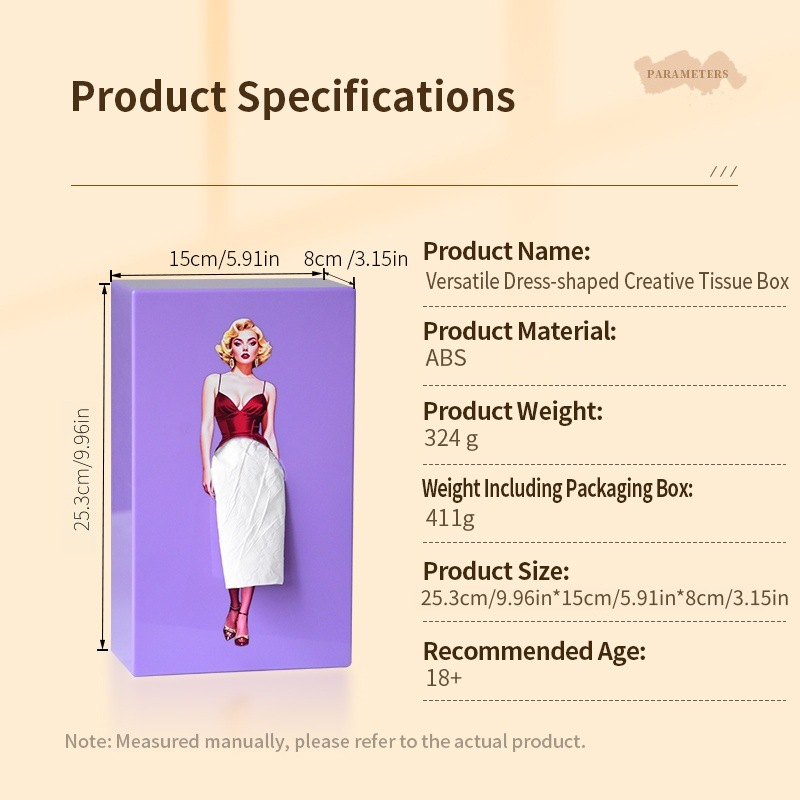 Versatile Skirt Tissue Box, Creative, High Aesthetic Value, Living Room Table Decoration, Flying Skirt Girl Tissue Box