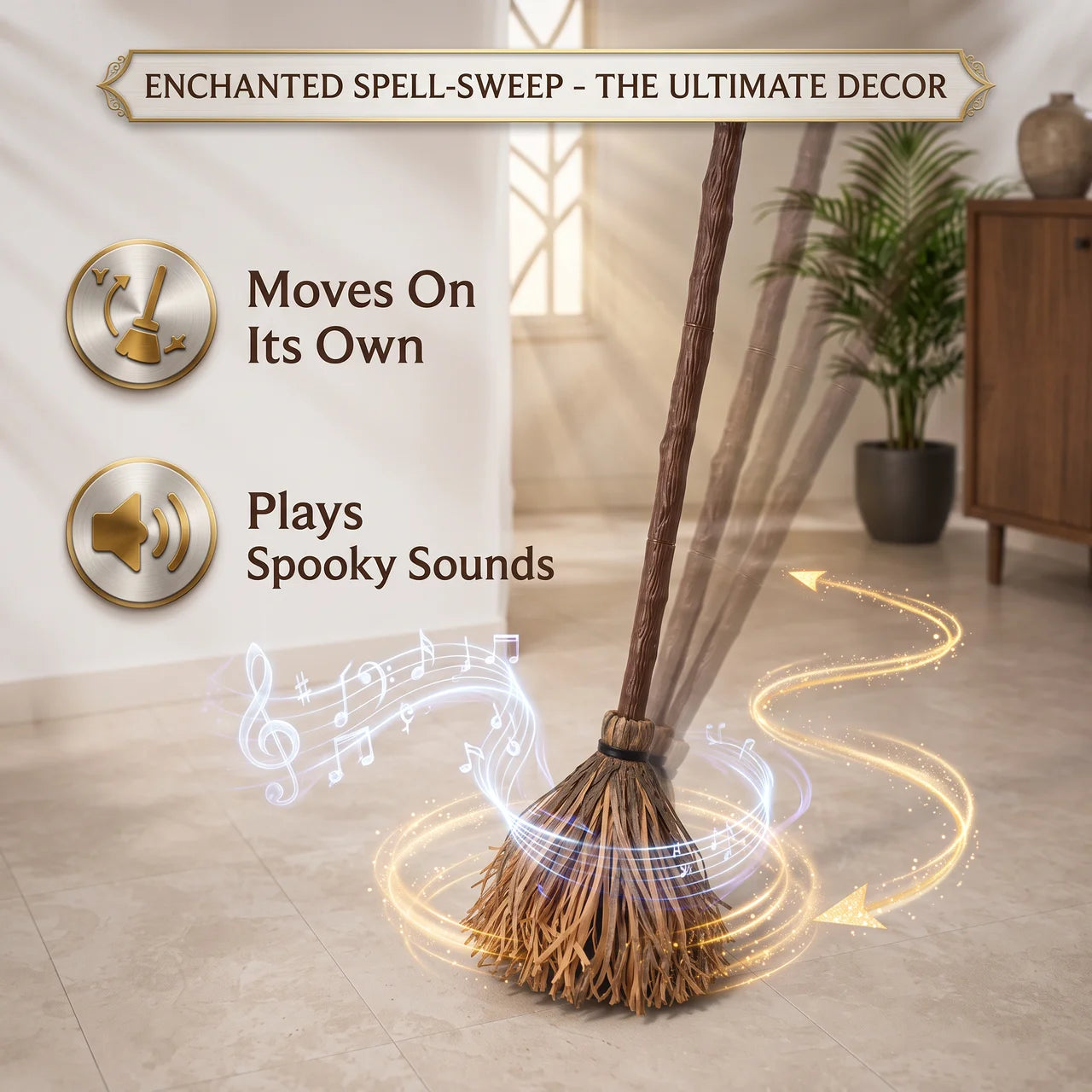 🎃 Self-Moving Enchanted Broom | Halloween Must-Have Decor