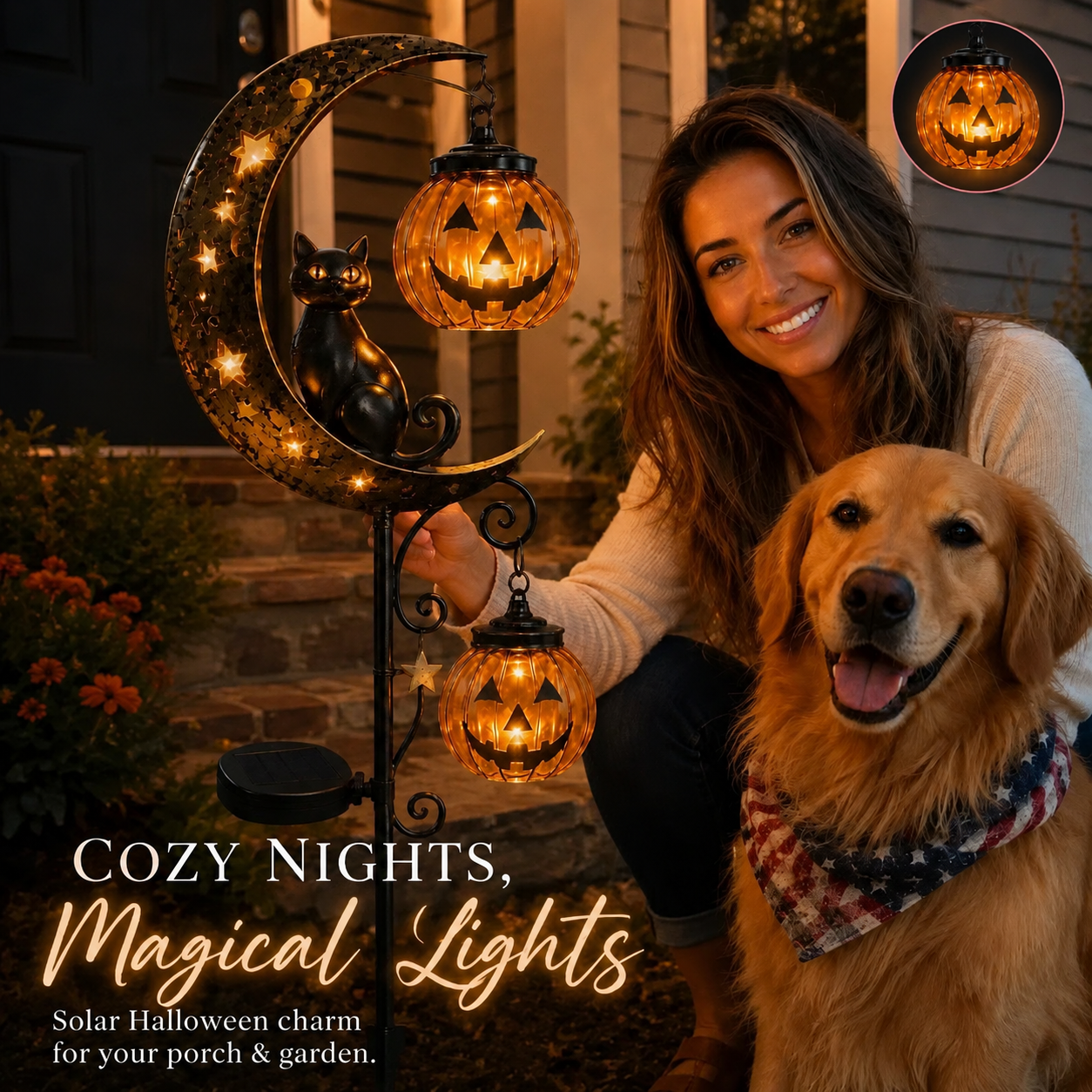 Pumpkin Moon Garden Stake Light