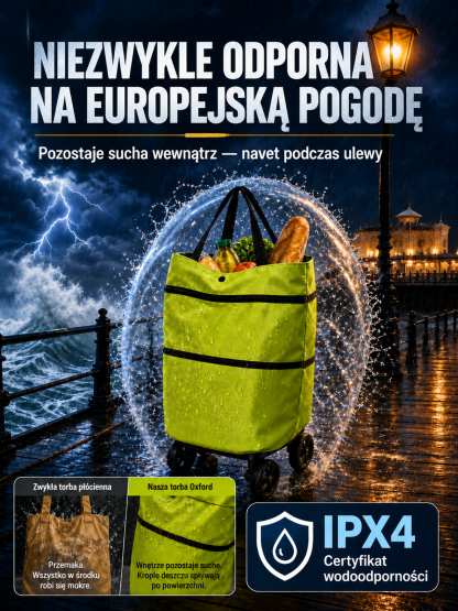 Składana Torba na Zakupy 2w1 z Kółkami | Ultralekka 0.8kg | Pojemność 30L
