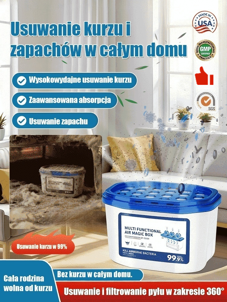 Amerykański Pochłaniacz Kurzu 360° | Magiczne Pudełko Bez Prądu i Chemii