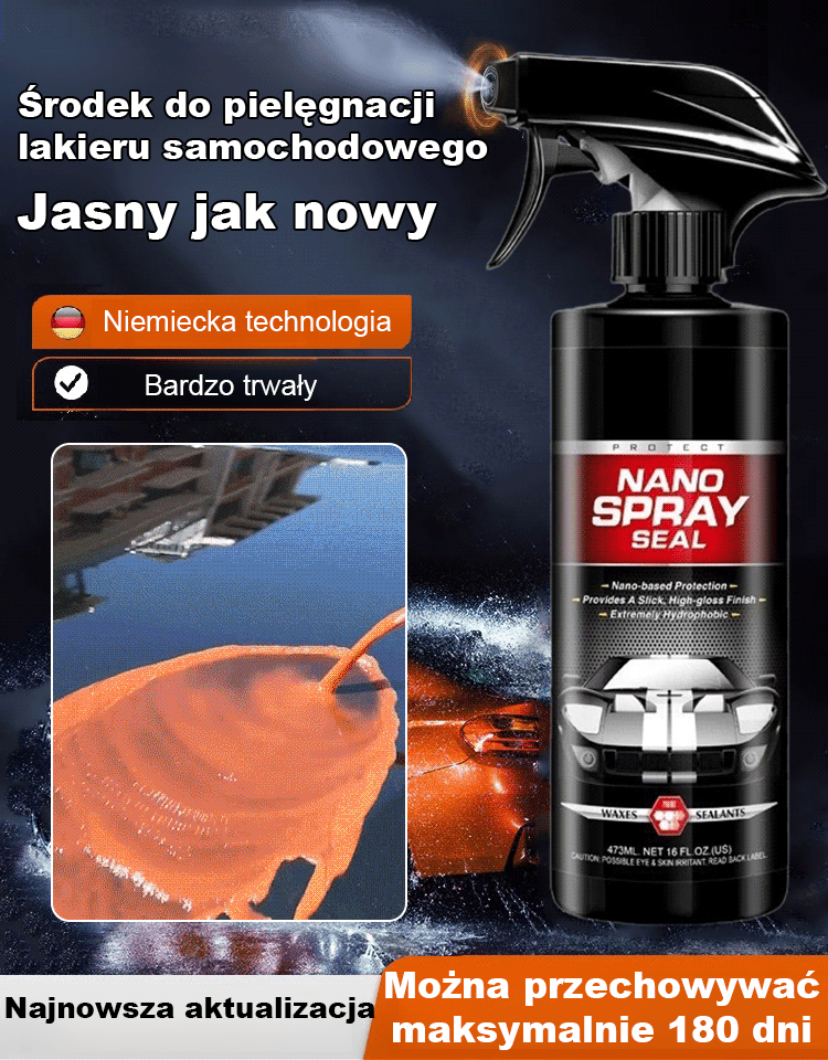 Niemiecka Powłoka Ceramiczna Nano Spray Seal | Efekt Lustra 180 Dni (Zestaw + Ręcznik)