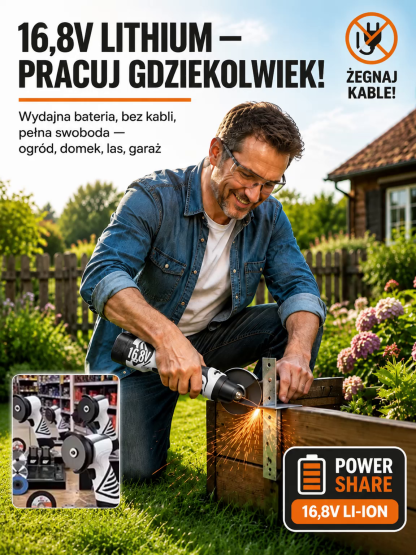 🇩🇪 Bezszczotkowa Mini Szlifierka Kątowa Aku 16.8V | Niemiecka Precyzja | 2 Baterie