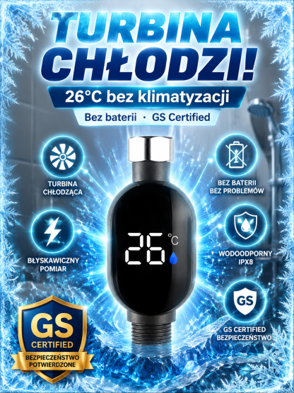 Inteligentny Termometr Prysznicowy LED | Bez Baterii, Ochrona Przed Poparzeniem
