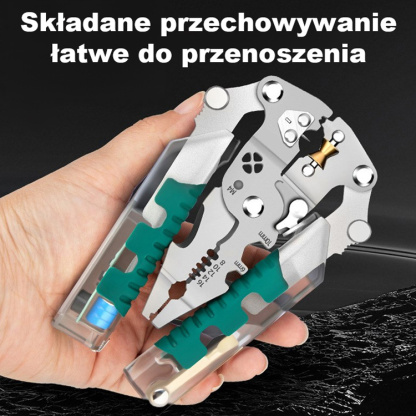 【14w1 Niemiecka Jakość】Wielofunkcyjne Szczypce Składane ze Śrubokrętem i Próbnikiem LED 12-220V