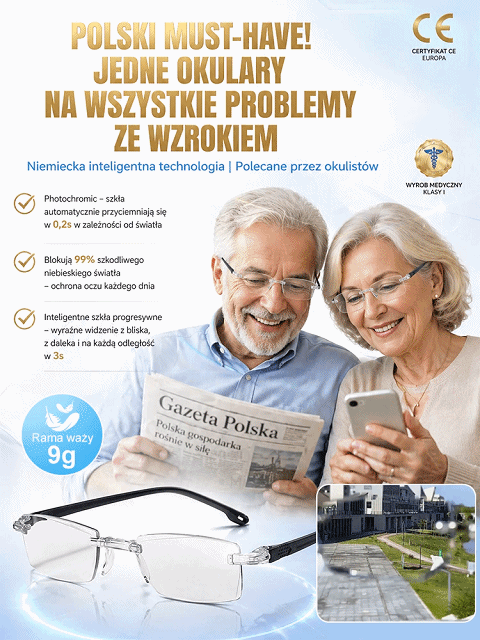[Niemiecka Technologia] Inteligentne Okulary Progresywne Fotochromowe
