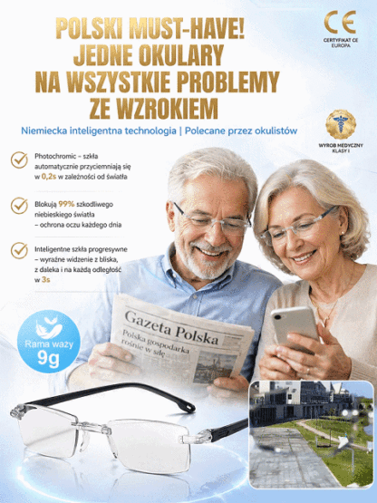 [Niemiecka Technologia] Inteligentne Okulary Progresywne Fotochromowe