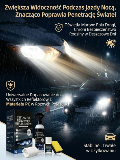 Zestaw do Renowacji Reflektorów 5w1 | Nano-Powłoka Ceramiczna | Usuwa Żółć i Rysy bez Polerki