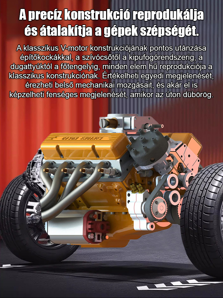 Élethű Mechanikus V8 Motor Makett - A Tökéletes Ajándék Férfiaknak