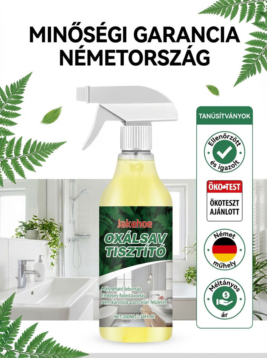 ✨Jakehoe Oxálsav Tisztítószer – 3 Másodperces Csoda a Makacs Vízkő Ellen (100ml)