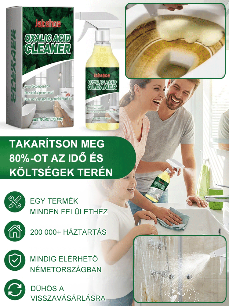 ✨Jakehoe Oxálsav Tisztítószer – 3 Másodperces Csoda a Makacs Vízkő Ellen (100ml)