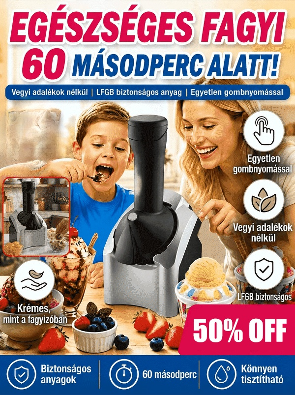 [50% AKCIÓ + Utánvét] Automata Gyümölcsfagylaltkészítő – Krémes & Adalékmentes Fagyi 60 Másodperc Alatt