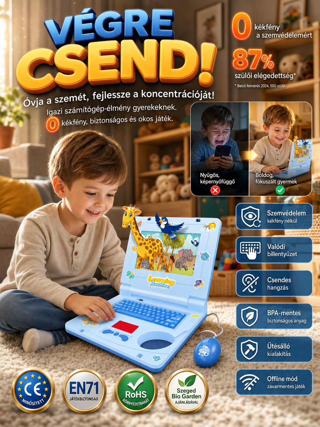 Szemkímélő Gyerek Laptop: A Vidám Játékpajtás (-50% Akció + Utánvét)