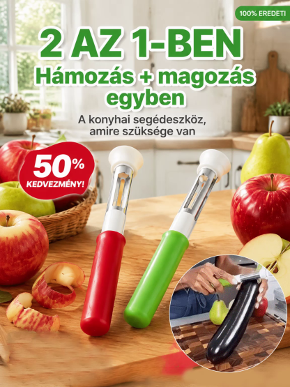 ✨ 2 az 1-ben rozsdamentes acél multifunkciós eszköz – hámozó és magozó