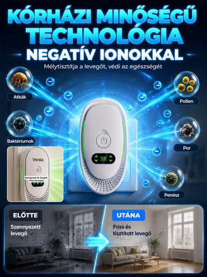 🏥Elektromos Levegőtisztító 99,9%-os Szűréssel – Csendes, Energiatakarékos & Ingyenes Szállítás! ✨