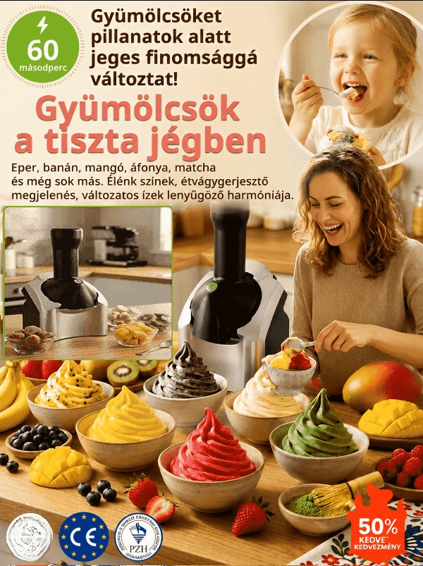 [50% AKCIÓ + Utánvét] Automata Gyümölcsfagylaltkészítő – Krémes & Adalékmentes Fagyi 60 Másodperc Alatt