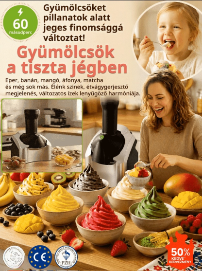 [50% AKCIÓ + Utánvét] Automata Gyümölcsfagylaltkészítő – Krémes & Adalékmentes Fagyi 60 Másodperc Alatt