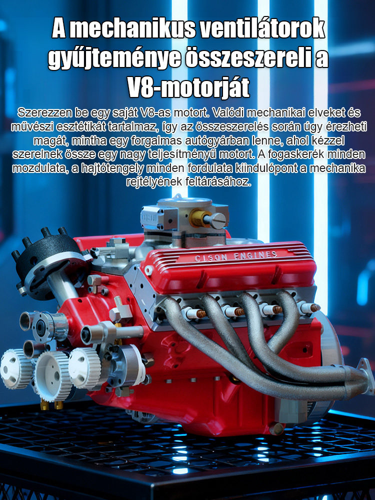 Élethű Mechanikus V8 Motor Makett - A Tökéletes Ajándék Férfiaknak