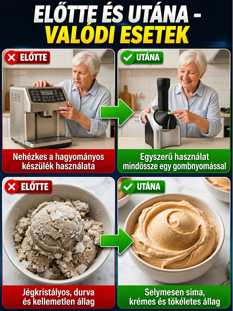[50% AKCIÓ + Utánvét] Automata Gyümölcsfagylaltkészítő – Krémes & Adalékmentes Fagyi 60 Másodperc Alatt