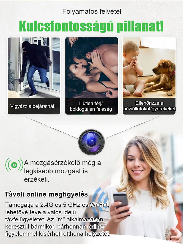 👶 Vezeték Nélküli Mini Kamera – Tudd Biztonságban Gyermekeid és Háziállataid Bárhonnan!