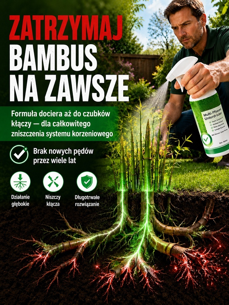 Szybko działający spray na chwasty i bambus. Jedno spryskanie chroni przed chwastami przez 5 lat!