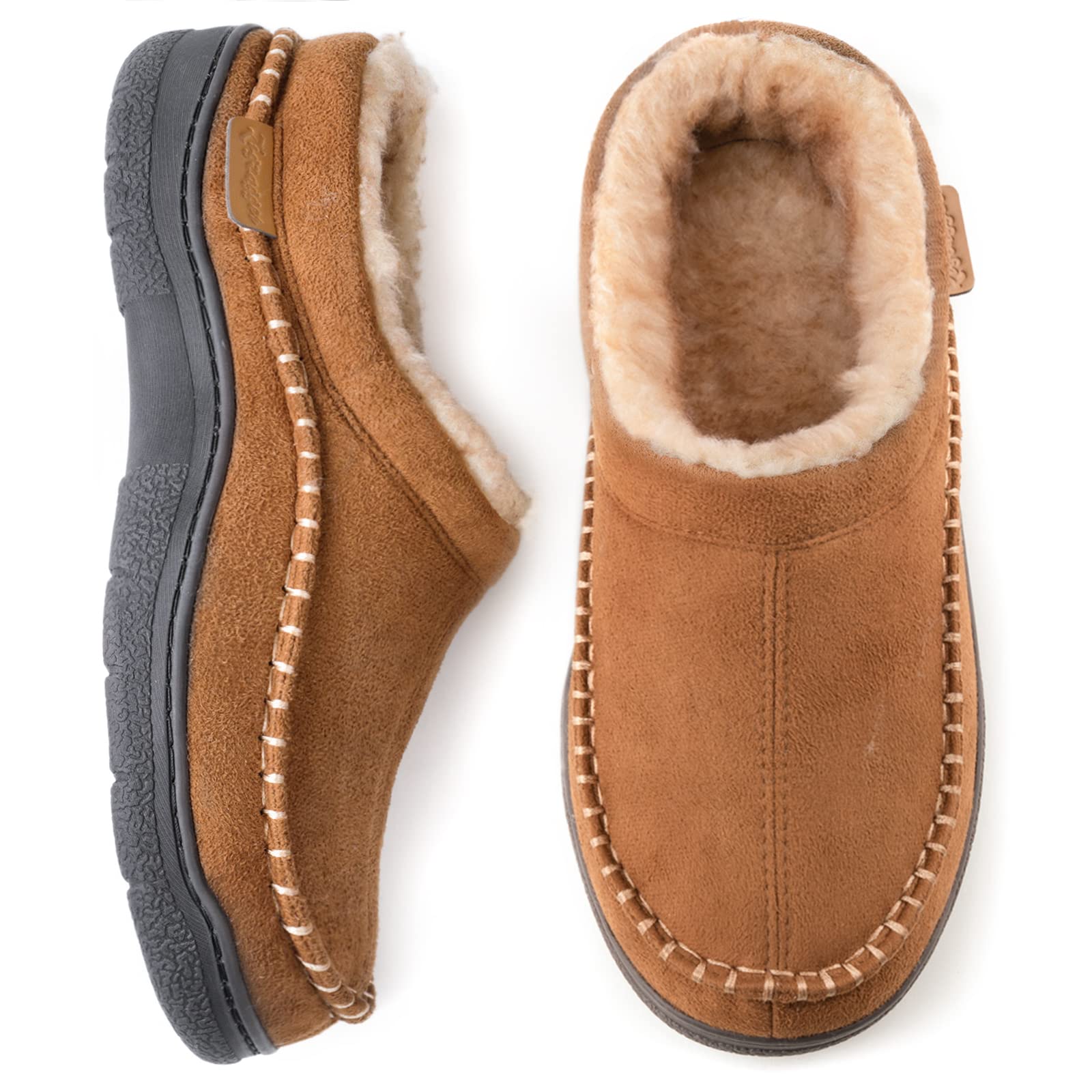 🔥🚀 End of Season Clearance! 🌟👟💥Men's Daily Non-Slip Warm Plush Wide Toe Slip-On Loafers Slippers