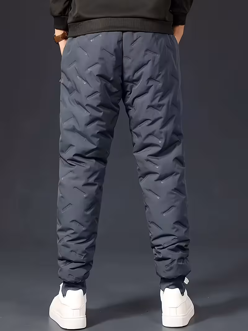 2pcs mens outdoor sports warm fleece lined fashion jacket and drawstring pants set Product details 4