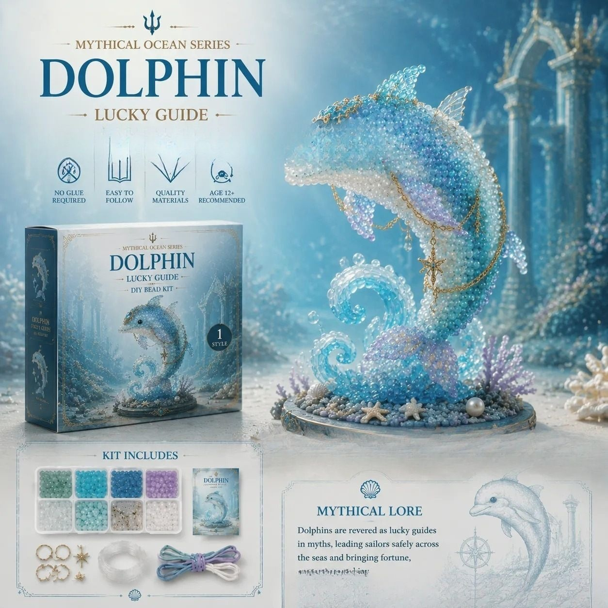 Mythical Ocean Dolphin DIY bead kit style