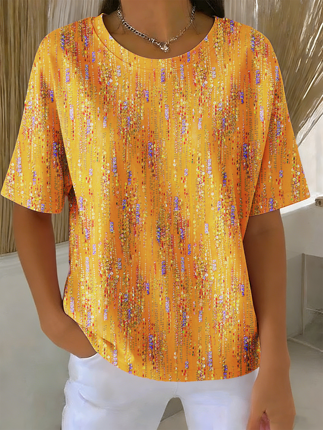 Regular Fit Casual Cotton Abstract T-Shirt