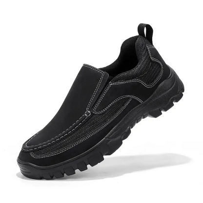 (Medical Certification) Men's Orthopedic Genuine Leather Shoes for Diabetics, Arch Support Hiking Shoes for Plantar Fasciitis