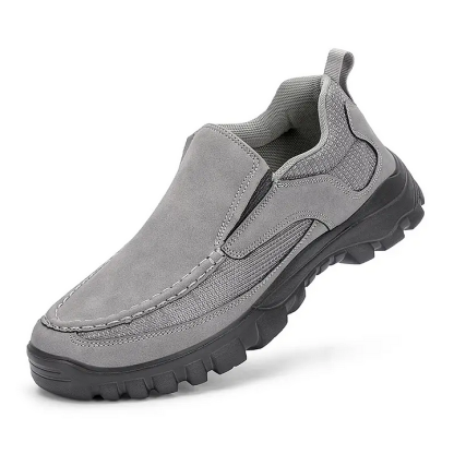(Medical Certification) Men's Orthopedic Genuine Leather Shoes for Diabetics, Arch Support Hiking Shoes for Plantar Fasciitis