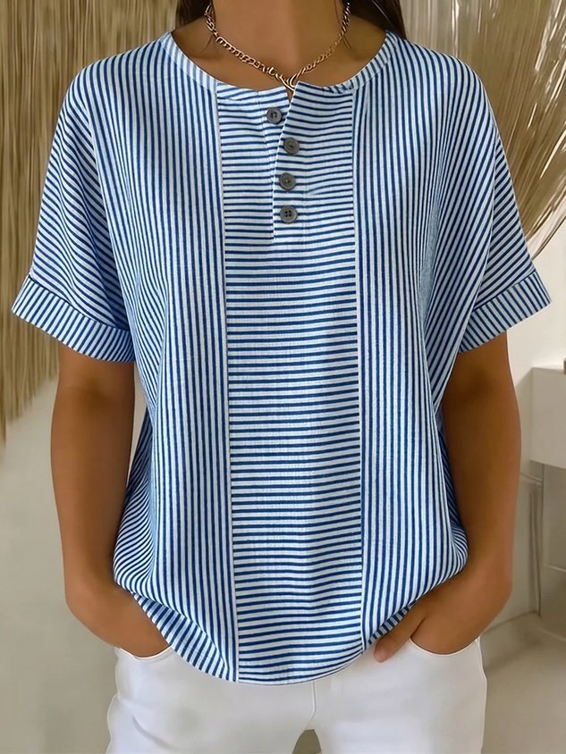 Casual Loose Others Striped T-Shirt