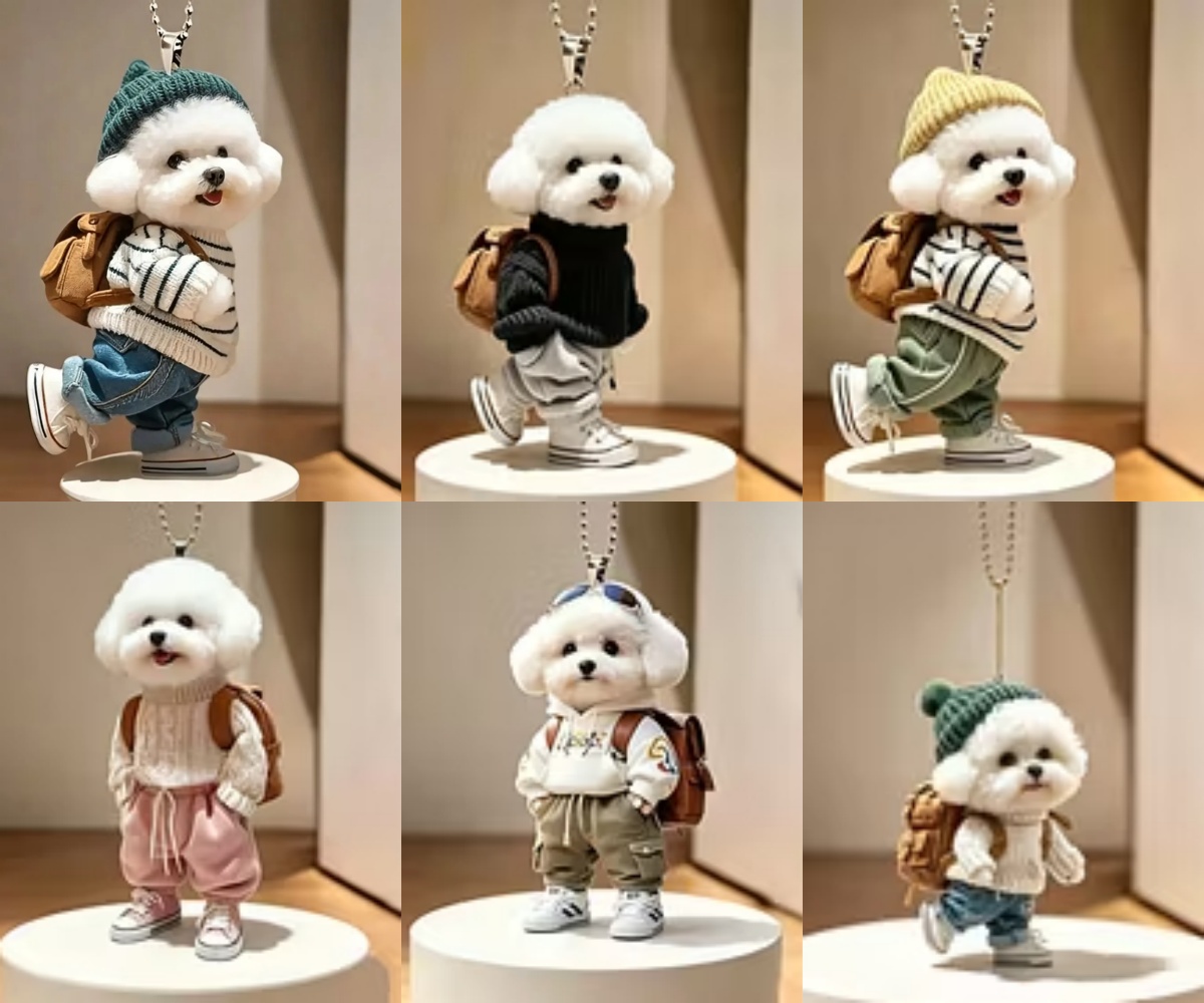 Puppy Outfit 3D Keychain & Car Hanging Charm