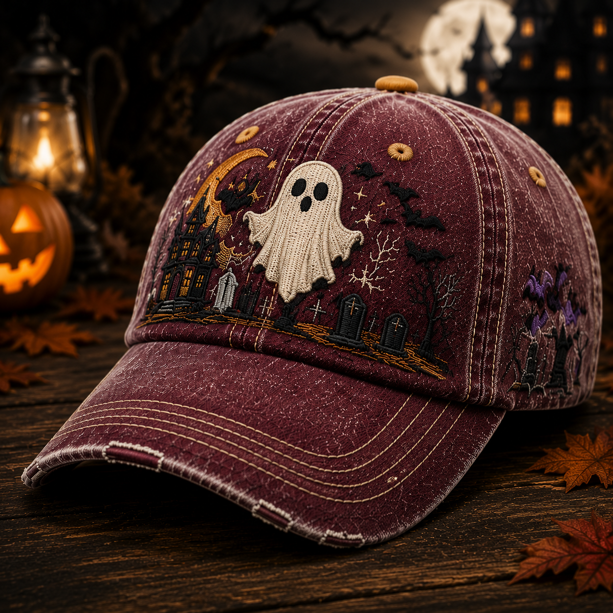 GHOST NIGHT VINTAGE EMBROIDERED CAP