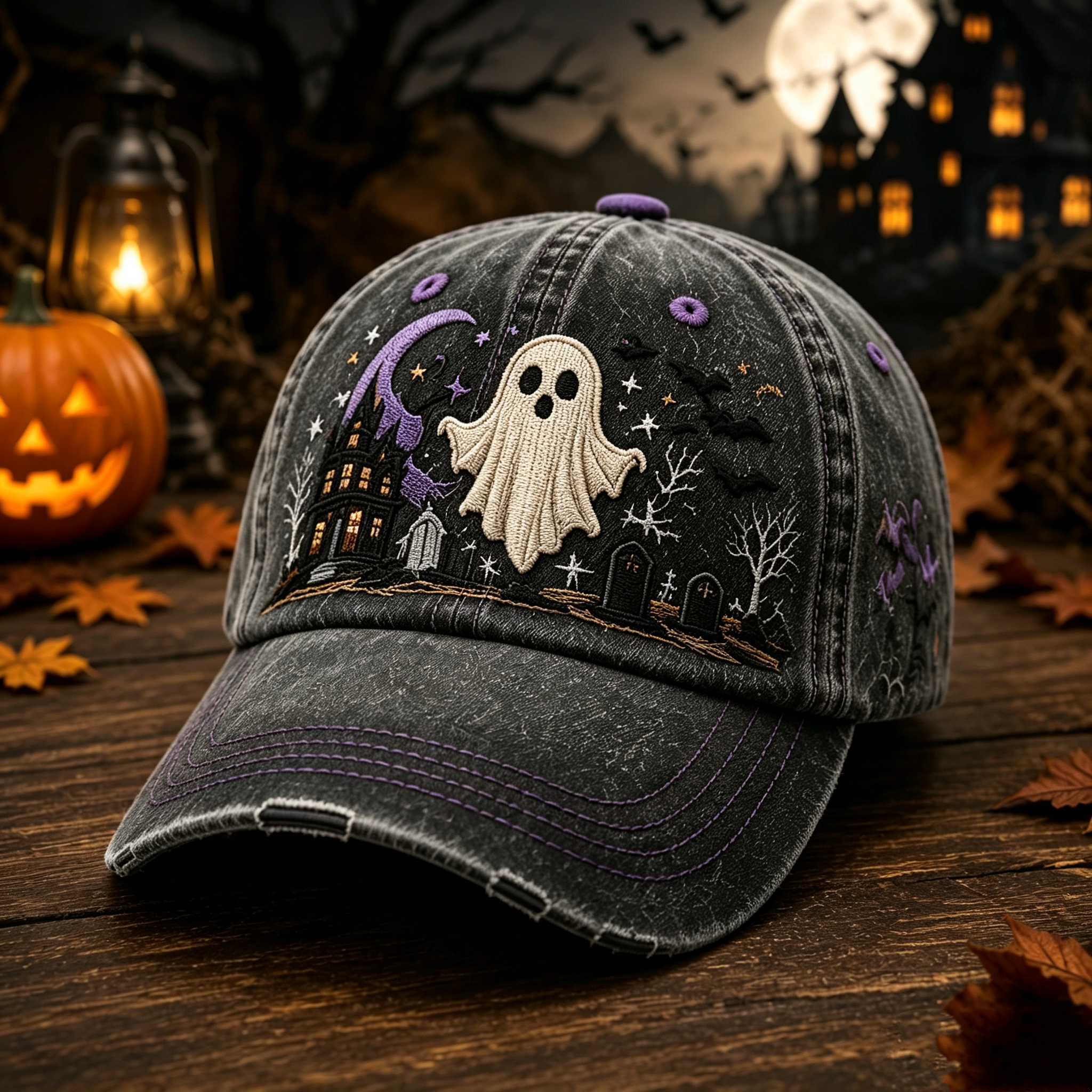 GHOST NIGHT VINTAGE EMBROIDERED CAP