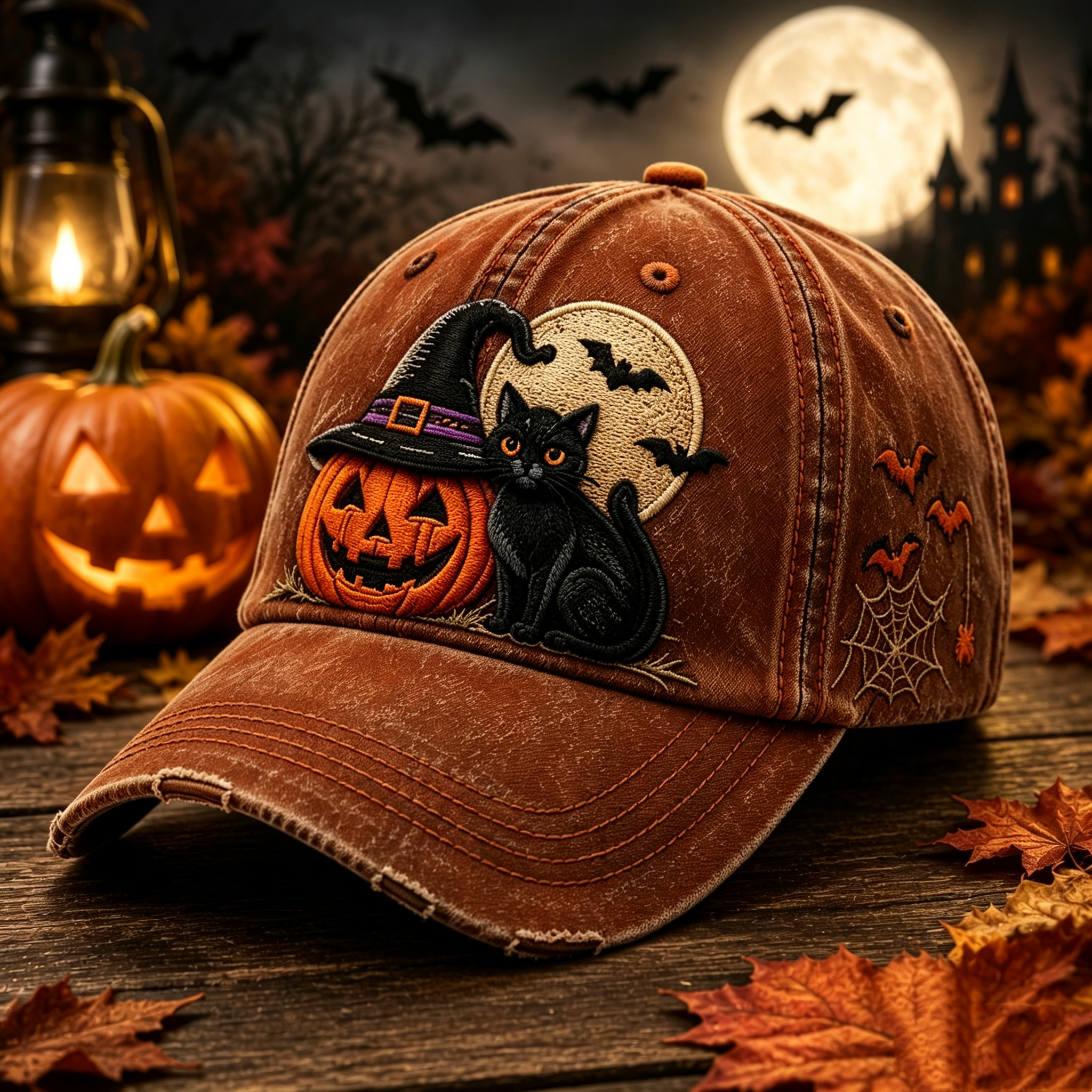 Vintage Halloween Embroidered Baseball Cap