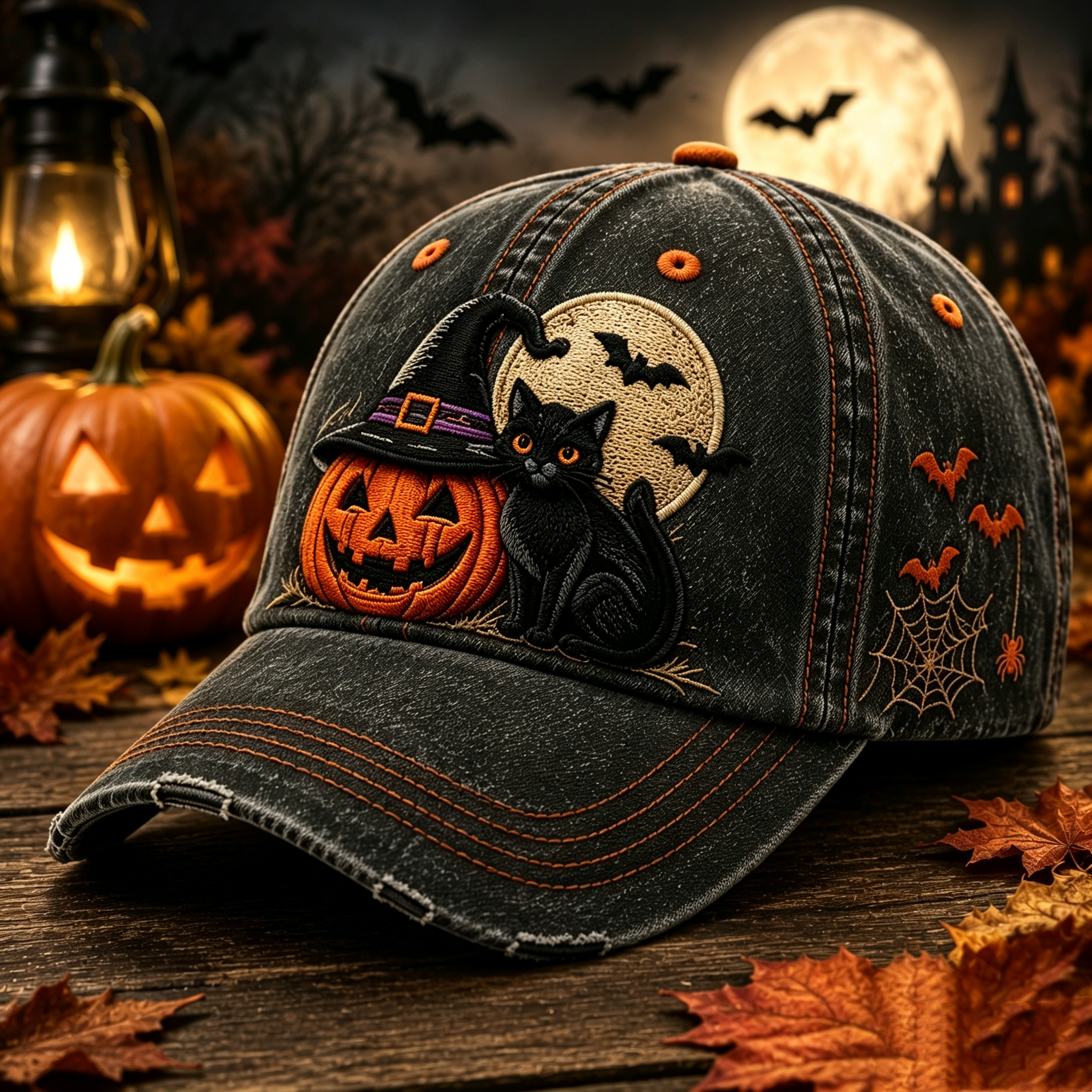 Vintage Halloween Embroidered Baseball Cap