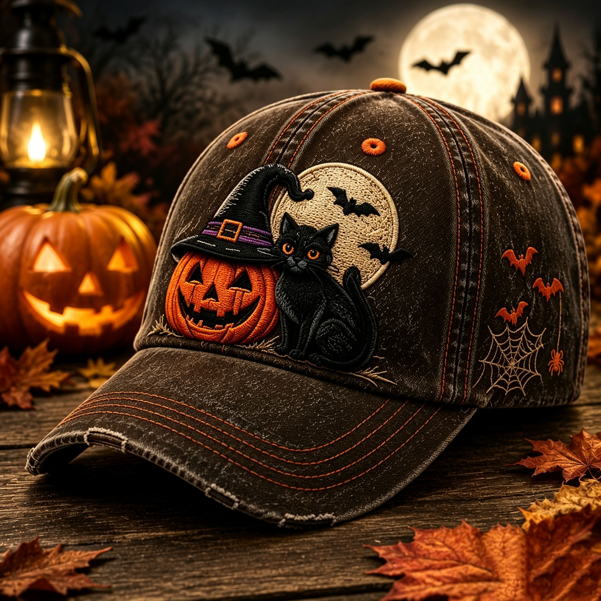 Vintage Halloween Embroidered Baseball Cap