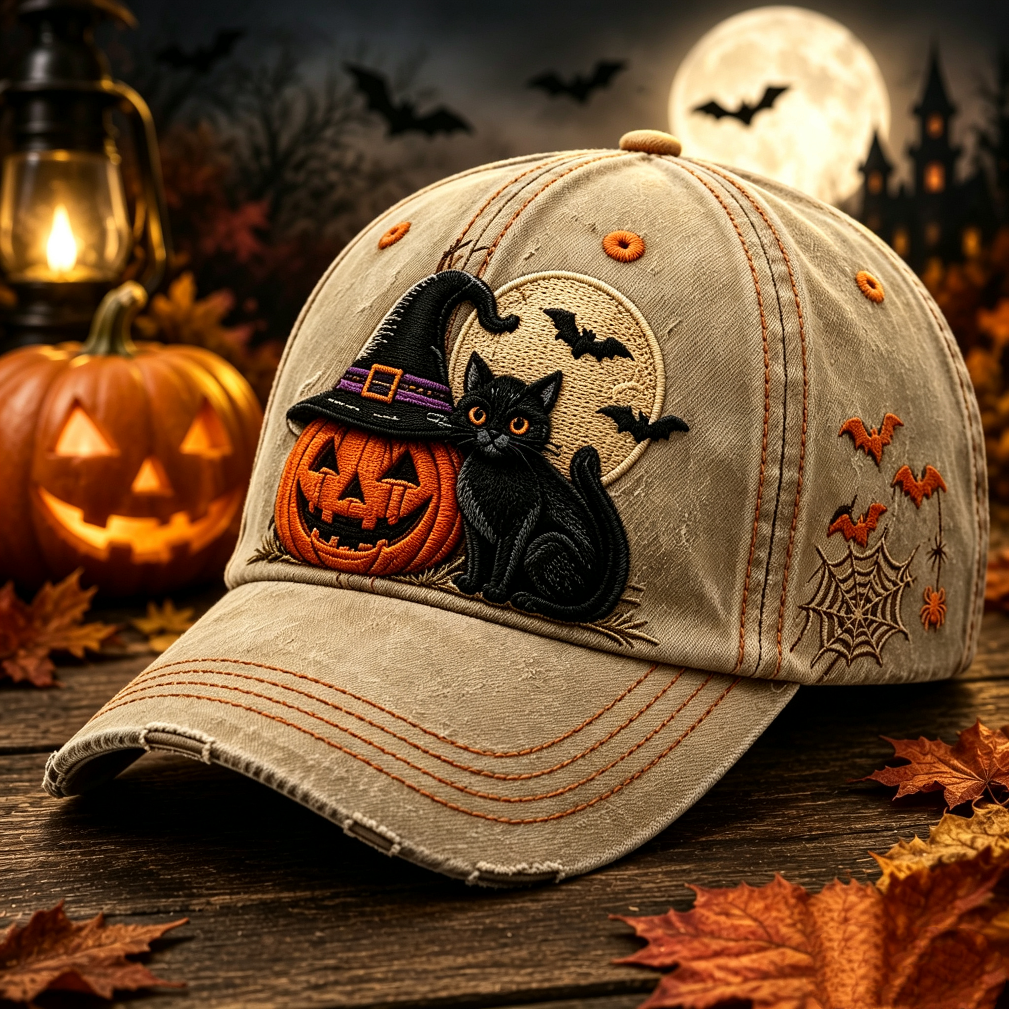 Vintage Halloween Embroidered Baseball Cap