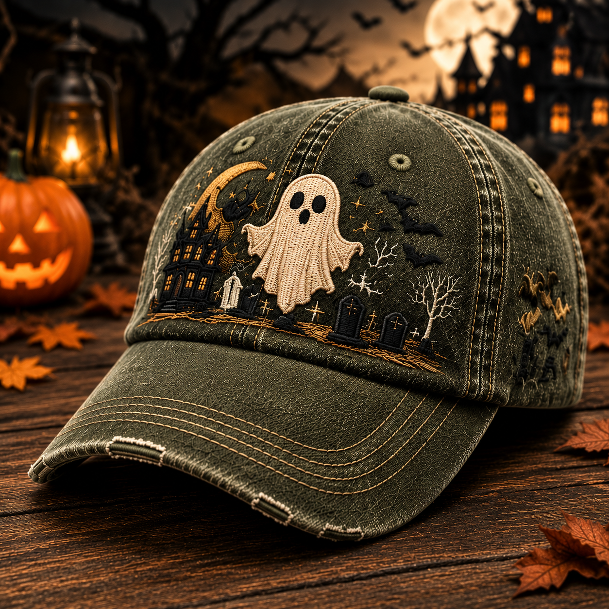 GHOST NIGHT VINTAGE EMBROIDERED CAP