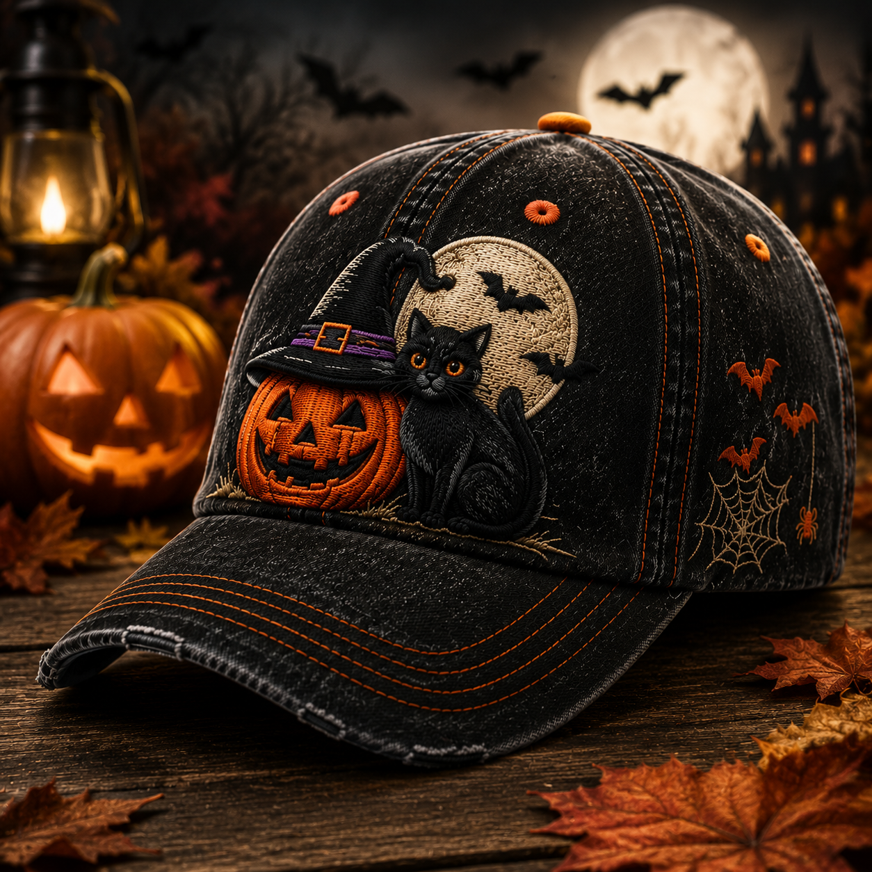 Vintage Halloween Embroidered Baseball Cap