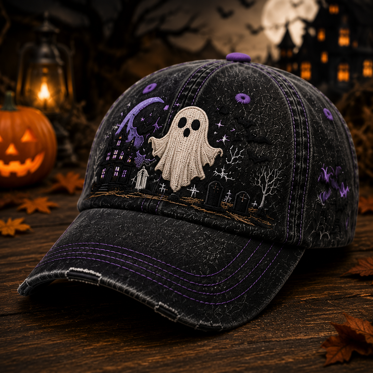 GHOST NIGHT VINTAGE EMBROIDERED CAP