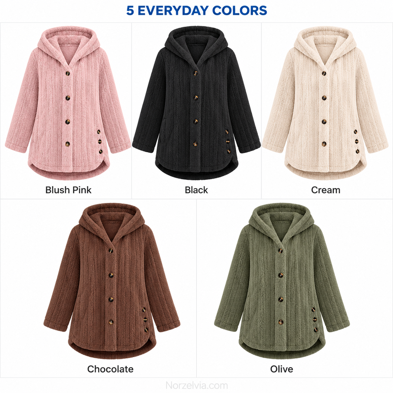 Relaxed Plush Hooded Button Jacket