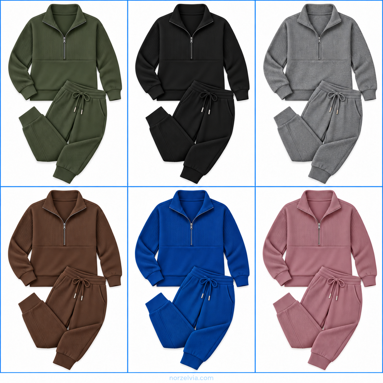 Women's Ribbed Half-Zip Top & Jogger Set | Matching Sets or Separates