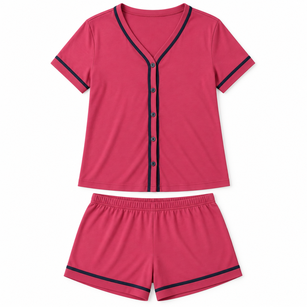Women's Soft Stretch Button-Front Pajama Lounge Set Multipack - Short Sleeve Top & Shorts
