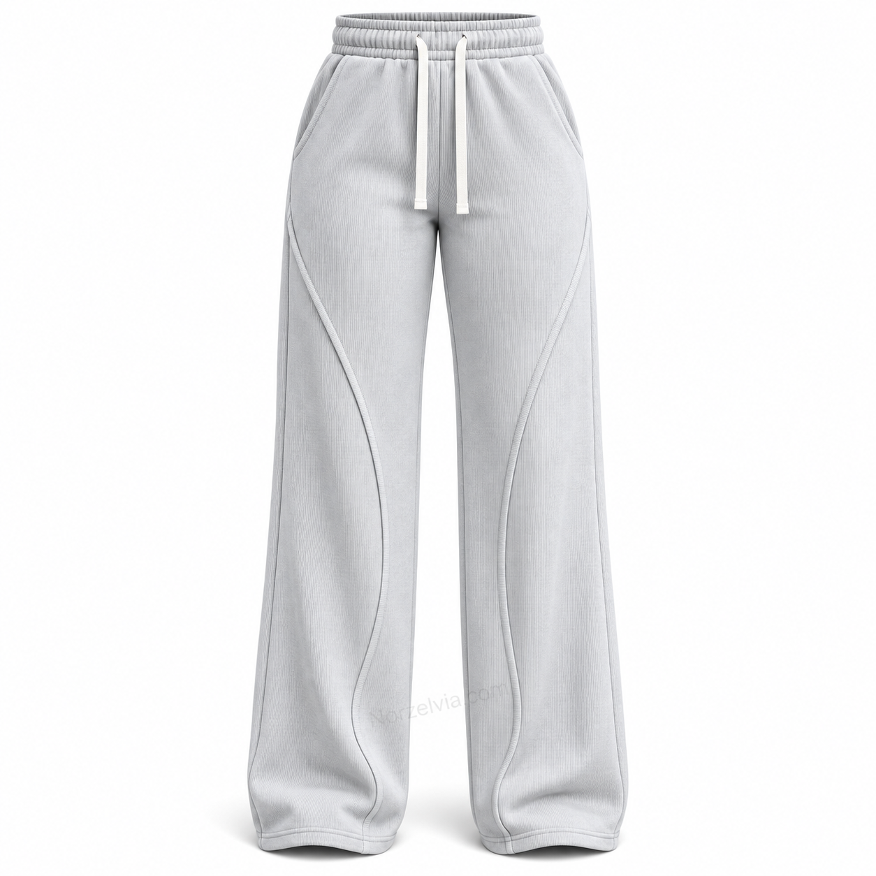 Women's Ribbed Wide-Leg Drawstring Pants